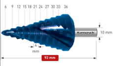 Εικόνα της Φρέζα με διαβάθμιση 6-36 mm μπλε Karnasch