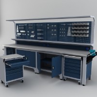 Εικόνα της Εργαλειοφόρος 7 συρταρίων Ral7040/Ral5015 γκρι/μπλέ με λαβή