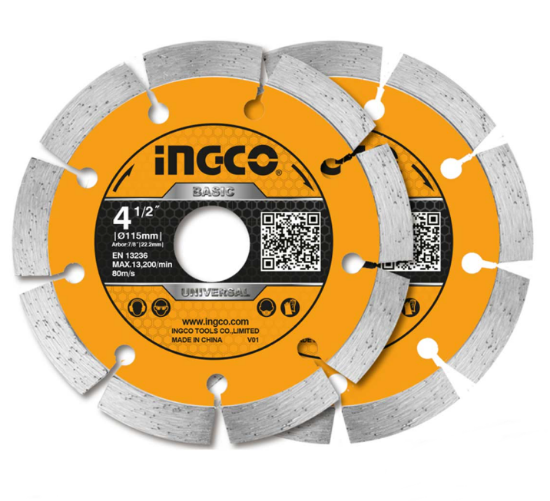 Εικόνα της Διαμαντόδισκος Δομικών σετ 2 τεμ. 115mm INGCO