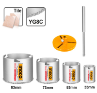 Εικόνα της Ποτηροτρύπανα Μπετού - Τούβλου Σετ 6 τεμ 33-83mm Ingco