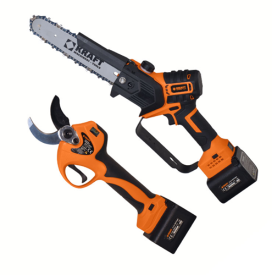 Εικόνα της Σετ ψαλίδι κλαδέματος και κλαδευτικό αλυσοπρίονο μπαταρίας 21v 2-4.0Ah Kraft