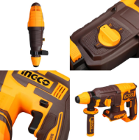 Εικόνα της Πιστολέτο Περιστροφικό Κρουστικό Σκαπτικό Μπαταρίας 20V Li-Ion 2.5J Φ26mm +Ταχυτσόκ Ingco