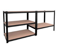 Εικόνα της Ραφιέρα Μεταλλική μαύρη 90x40x180, με 5 Ξύλινα Ράφια (MDF) Max. Φορτίο 175kg ανά Ράφι, Κουμπωτής Συναρμογής