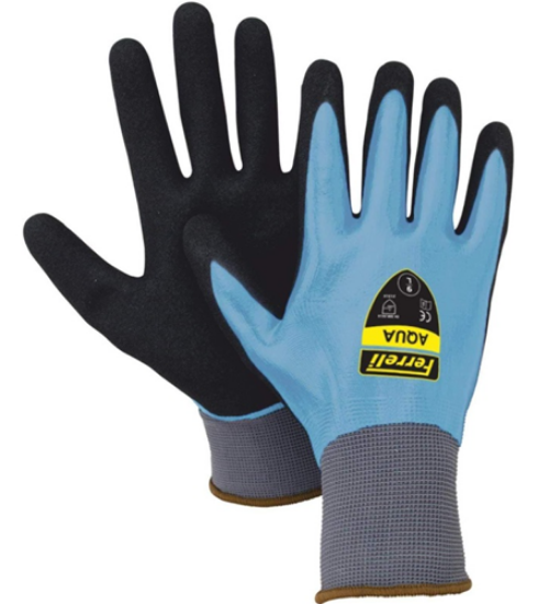 Εικόνα της Γάντια latex αδίαβροχα Aqua-hydra  premium quality μπλέ-μαύρο Νο8